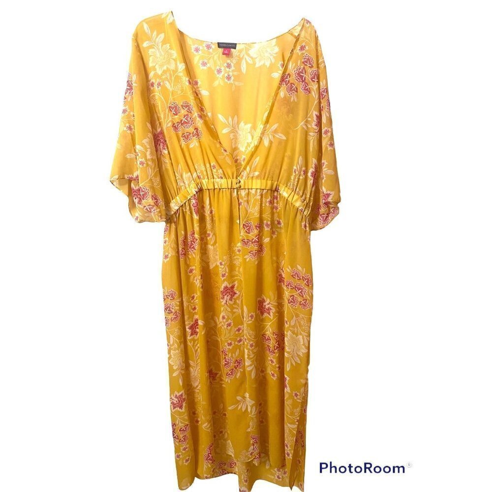 Floral Getaway Chiffon Duster In Amber Sun